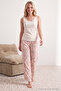 Ekru %100 Pamuklu Çiçekli Dantel Detaylı Örme Pijama Takımı THMSS25PT00223 - 2