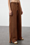 Dark Brown Wide-Leg Thin Knit Jogger Pants with Faded Effect TWOAW22EA0426 - 7