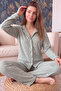 Green Eclipse Patterned Button-Front Plush Fleece Pajama Set - 2