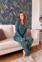 Emerald Mosaic Florado Exclusive Button-Front Long-Sleeved Women's Pajama Set - 4