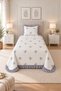 Ruffle Artemis Embroidered Chenille 2-Piece Single Bedspread Gray