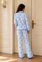 Blue Evil Eye Bead Patterned Long Sleeve Pajama Set with Piping Detail - 3