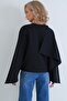 Women's Dark Navy Crew Neck Self Wrap Detail Wide Cut Design Blouse Alc-X14420 - 6