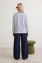Ekru Lacivert Çizgili Premium Oversize/Geniş Kesim İnterlok Örme T-Shirt TWOAW27TS00027 - 6