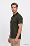 Men's Khaki 100% Cotton Non-Curling Pique Polo Collar Slim Fit Slim Fit T-Shirt - 3