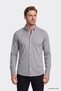 Men's Gray Breathable Flexible Cotton Tailored Slim Fit Button-Down Collar Knitted Shirt