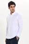 Men's Slim Fit Slim Cut Long Sleeve Cotton Easy-Iron White Button-Down Collar Shirt - 3