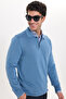 Men's Standard Fit Regular Cut Cotton Polo Neck Indigo Sweater - 8