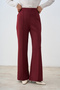 Women's Piped Scuba Pants Claret Red - 3