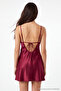 Bordo Tül/Mesh ve Sırt Detaylı Kapsız Askılı Saten Babydoll/Fantezi Gecelik THMAW26CY00005 - 4