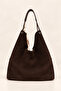 Women's Shoulder Bag Genuine Suede Leather Large Size Shopper Large Volume Shawl Detailed Daily Bag Elt3009 - 4