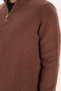 Men's Slim Fit Zippered Brown Stand Collar Knitwear Sweater - 3