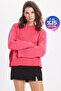 Women's Oversized wide cut bicycle collar fuchsia sweater