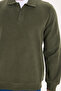 Men's Regular Fit Classic Cut Thessaloniki Fabric Khaki Polo Collar Sweatshirt - 8
