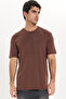 Men's loose fit comfortable cut 100% cotton short sleeve brown crew neck t-shirt - 6