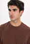 Men's loose fit comfortable cut 100% cotton short sleeve brown crew neck t-shirt - 7