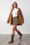 Women's Camel Double Pocket Front Buttoned Oversize Unlined Plush Jacket ALC-X11149 - 3