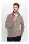 Unisex Standard Fit Anti-Pilling Cold Resistant Gray Bato Collar Fleece Sweatshirt - 3