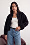 Siyah Oversize Kaşe Bomber Ceket Mont TWOAW25MO00053 - 2