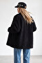 Women's Black Double Pocket Buttoned Front Oversize Plush Jacket Alc-X11149 - 4