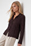 Bitter Coffee V-Neck Spanish Sleeve Ruffle Fabric Shirt Alc-X15404 - 2