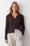Bitter Coffee V-Neck Spanish Sleeve Ruffle Fabric Shirt Alc-X15404 - 4