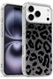 iPhone 17 Pro/18 Pro Case Glitter Leopard Transparent Phone Case Glittery Leopard Pattern Premium Protection Hard Silicone Black