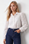 Women's White Guipure Woven Premium Shirt ALC-X4366 - 3