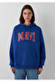 Logo Printed Hooded Navy Blue Sweatshirt 1600361-70758 - 3
