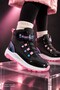Huggiee Glittery Heart Detailed Velcro and Lace-Up Winter Girls' Boots