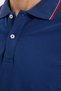 Men's Slim Fit Slim Fit 100% Cotton Plain Pique Sleeve Striped Navy Blue Polo Collar T-Shirt - 5