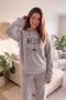 Light Gray - Meow Patterned Full Plush Pajama Set - 4