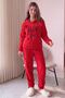 Red Meow Patterned Full Plush Pajama Set - 6