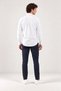 White Slimfit Cotton Oxfort Lycra Collar Buttoned Long Sleeve Men's Shirt G490 - 5