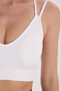 Women's slim fit cropped v-neck top with criss-cross straps - ecru - 6