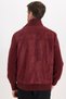 Men's relaxed fit stand collar zip-up lined faux suede knit jacket with sleeve pockets - burgundy - 9
