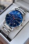 Men's Wristwatch Silver Color Navy Blue Dial Steel Band Functional Gift Boxed.Hme2010C6 - 2