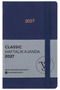 Classic 2027 Weekly Planner – Linen Textured Hard Cover, 9X14 Cm, Elastic, Pocketed – Navy Blue