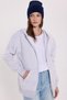 Women's Oversize Wide Cut 100% Cotton Hooded Zippered Pocketed Gray Sweatshirt - 6