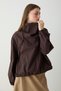 Brown Oversized Technical Fabric Mock Neck Jacket with Pockets TWOAW27CE00118 - 2