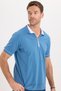Men's Slim Fit Slim Fit 100% Cotton Flat Pike Zippered Blue Polo Collar T-shirt - 9
