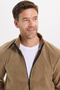Unisex Standard Fit Full Zip Cold-Resistant Stand Collar Khaki Fleece Cardigan - 4