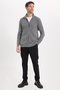 Men's Patterned Mock Neck Zippered Cardigan - 3