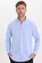 Men's Slim Fit Slim Cut Long Sleeve Cotton Easy-Iron Blue Button-Down Collar Shirt