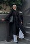 Women's Shirt Collar Trench Coat with Snap Buttons and Zipper Detail, Black - 4