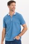 Men's Slim Fit Slim Fit 100% Cotton Flat Pike Zippered Blue Polo Collar T-shirt - 6
