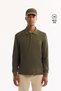 Men's Khaki Non-Curling Polo Collar Easy-Iron Basic Sweatshirt B001080