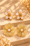 Women's Yellow Color 2-Piece Flower Figured Earring Set