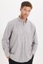 Regular fit comfortable cut buttoned collar long sleeve checkered cotton khaki men's shirt - 5