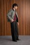 Men's Relax Fit Metal Buckle Contrast Collar Cashmere Jacket Anthracite - 4